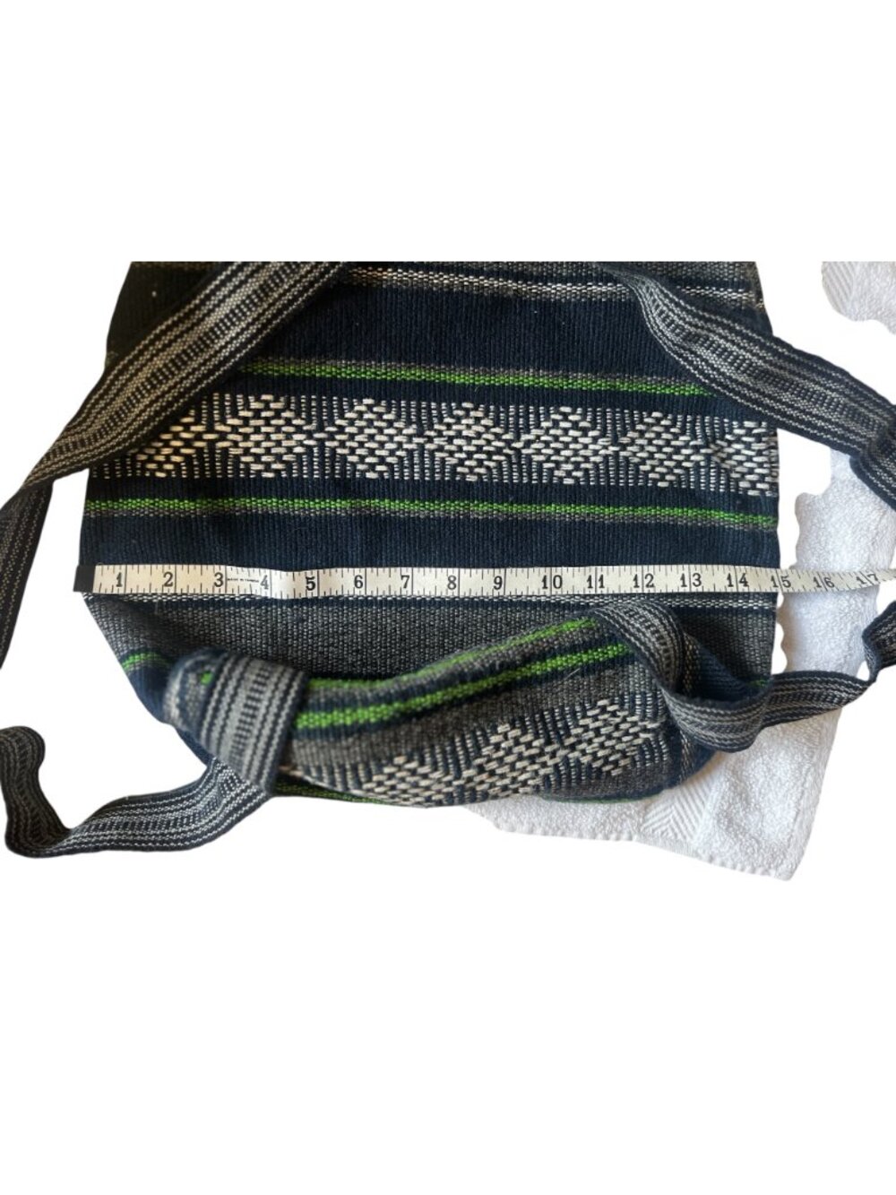 Seattle Seahawks Woven Backpack Black White w Navy Green Logo 15x15x6 30" Straps - Picture 4 of 8
